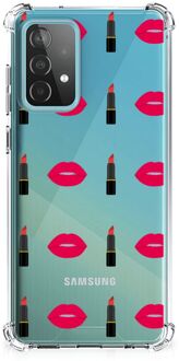 B2Ctelecom Telefoonhoesje  Samsung Galaxy A52 4G/5G Hippe Hoesje met transparante rand Lipstick Kiss