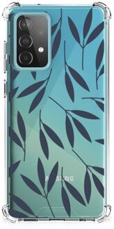 B2Ctelecom Telefoonhoesje  Samsung Galaxy A52 4G/5G Leuk Case met transparante rand Leaves Blue