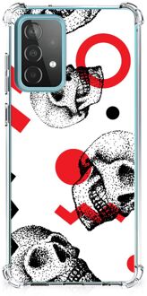 B2Ctelecom Telefoonhoesje  Samsung Galaxy A52 4G/5G Stevige Bumper Hoesje met transparante rand Skull Red