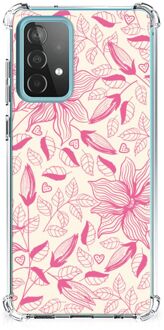 B2Ctelecom Telefoonhoesje  Samsung Galaxy A52 4G/5G TPU Case anti-shock met transparante rand Roze Bloemen