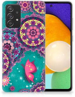 B2Ctelecom Telefoonhoesje Samsung Galaxy A52 (5G/4G) Back Cover Siliconen Hoesje Cirkels en Vlinders