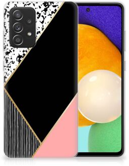 B2Ctelecom Telefoonhoesje Samsung Galaxy A52 (5G/4G) TPU Silicone Hoesje Black Pink Shapes