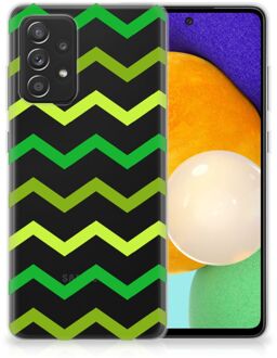 B2Ctelecom Telefoonhoesje Samsung Galaxy A52 (5G/4G) TPU Siliconen Hoesje met Foto Zigzag Groen