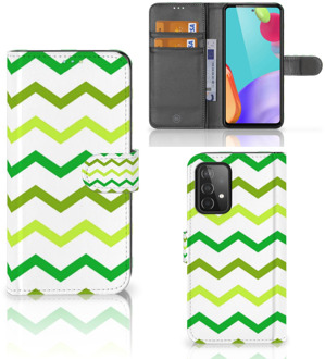 B2Ctelecom Telefoonhoesje Samsung Galaxy A52 Flip Case Zigzag Groen