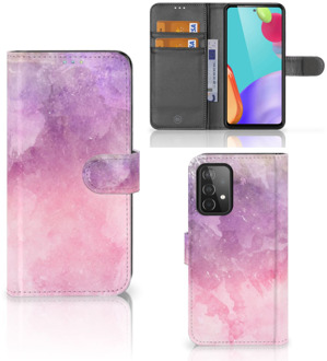 B2Ctelecom Telefoonhoesje Samsung Galaxy A52 Flipcase Pink Purple Paint