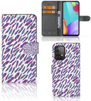 B2Ctelecom Telefoonhoesje Samsung Galaxy A52 Hoesje Flip Cover Feathers Color