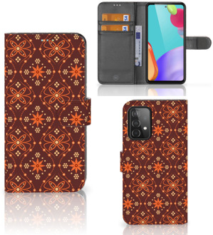 B2Ctelecom Telefoonhoesje Samsung Galaxy A52 Wallet Book Case Cover Batik Brown