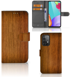 B2Ctelecom Telefoonhoesje Samsung Galaxy A52 Wallet Book Case Donker Hout