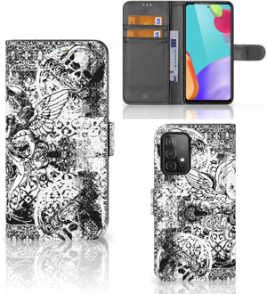 B2Ctelecom Telefoonhoesje Samsung Galaxy A52 Wallet Book Case Skulls Angel