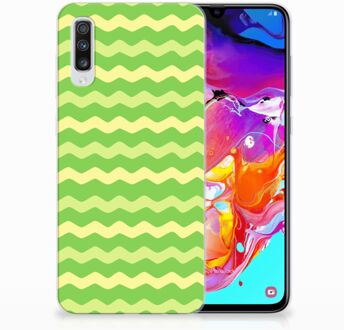 B2Ctelecom Telefoonhoesje Samsung Galaxy A70 Design Waves Green