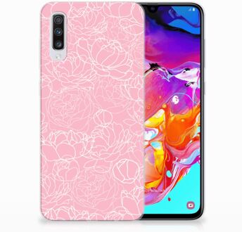 B2Ctelecom Telefoonhoesje Samsung Galaxy A70 Design White Flowers