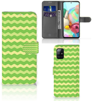 B2Ctelecom Telefoonhoesje Samsung Galaxy A71 Book Case Waves Green