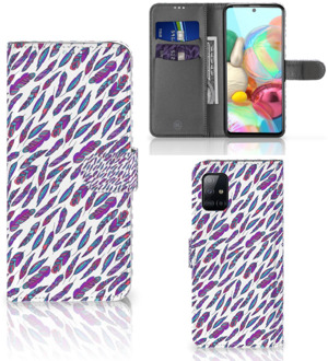 B2Ctelecom Telefoonhoesje Samsung Galaxy A71 Flip Cover Feathers Color