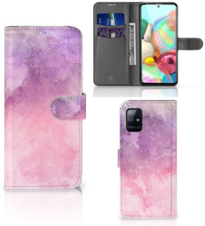 B2Ctelecom Telefoonhoesje Samsung Galaxy A71 Flipcase Pink Purple Paint