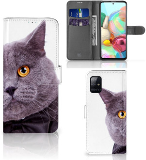 B2Ctelecom Telefoonhoesje Samsung Galaxy A71 Flipcover Case Kat