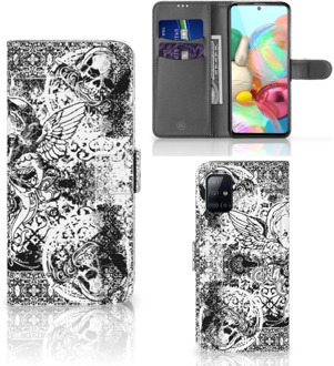 B2Ctelecom Telefoonhoesje Samsung Galaxy A71 Wallet Book Case Skulls Angel