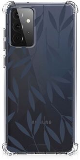 B2Ctelecom Telefoonhoesje  Samsung Galaxy A72 4G/5G Leuk Case met transparante rand Leaves Blue