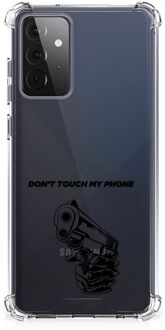 B2Ctelecom Telefoonhoesje  Samsung Galaxy A72 4G/5G Leuk TPU Backcase met transparante rand Gun Don't Touch My Phone