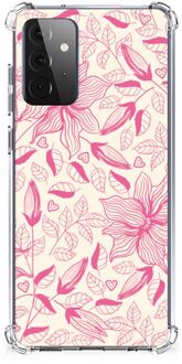 B2Ctelecom Telefoonhoesje  Samsung Galaxy A72 4G/5G TPU Case anti-shock met transparante rand Roze Bloemen