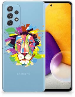 B2Ctelecom Telefoonhoesje Samsung Galaxy A72 Back Cover Siliconen Hoesje Super als Cadeautjes voor Jongens Lion Color