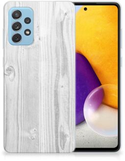 B2Ctelecom Telefoonhoesje Samsung Galaxy A72 Backcover Soft Siliconen Hoesje Wit Hout