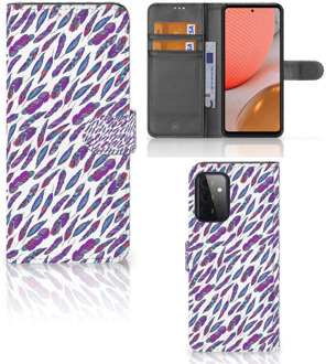 B2Ctelecom Telefoonhoesje Samsung Galaxy A72 Flip Cover Feathers Color