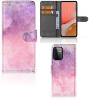 B2Ctelecom Telefoonhoesje Samsung Galaxy A72 Flipcase Pink Purple Paint