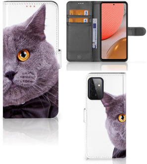 B2Ctelecom Telefoonhoesje Samsung Galaxy A72 Flipcover Case Kat