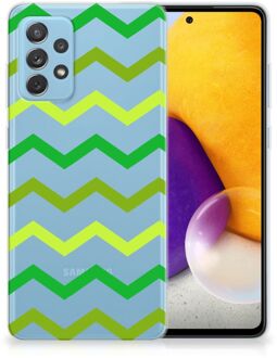 B2Ctelecom Telefoonhoesje Samsung Galaxy A72 TPU Siliconen Hoesje met Foto Zigzag Groen