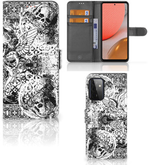 B2Ctelecom Telefoonhoesje Samsung Galaxy A72 Wallet Book Case Skulls Angel