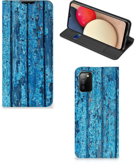 B2Ctelecom Telefoonhoesje Samsung Galaxy M02s | A02s Magnet Case Wood Blue