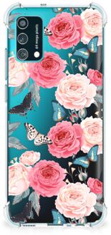 B2Ctelecom Telefoonhoesje  Samsung Galaxy M02s | A02s Silicone Case met transparante rand Butterfly Roses