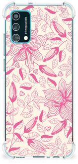 B2Ctelecom Telefoonhoesje  Samsung Galaxy M02s | A02s TPU Case anti-shock met transparante rand Roze Bloemen