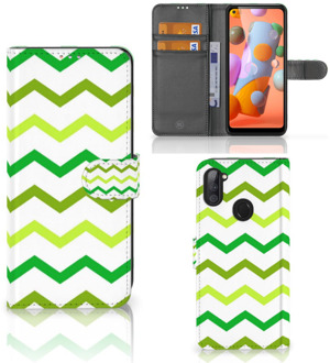 B2Ctelecom Telefoonhoesje Samsung Galaxy M11 | A11 Flip Case Zigzag Groen