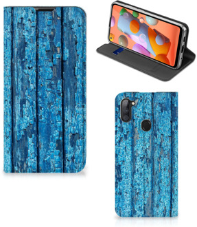 B2Ctelecom Telefoonhoesje Samsung Galaxy M11 | A11 Magnet Case Wood Blue