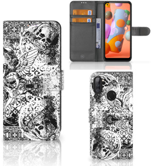 B2Ctelecom Telefoonhoesje Samsung Galaxy M11 | A11 Wallet Book Case Skulls Angel