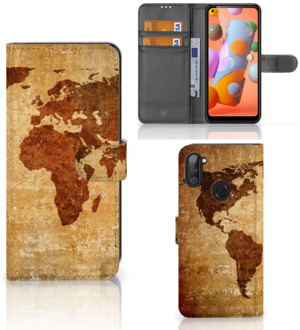 B2Ctelecom Telefoonhoesje Samsung Galaxy M11 | A11 Wallet Bookcase Wereldkaart