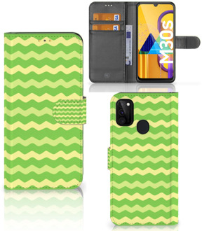 B2Ctelecom Telefoonhoesje Samsung Galaxy M21 Book Case Waves Green