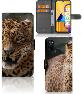 B2Ctelecom Telefoonhoesje Samsung Galaxy M21 Book Cover Cadeautjes voor Jongens Luipaard