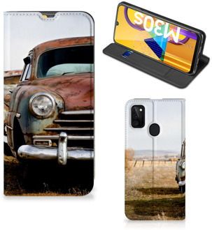 B2Ctelecom Telefoonhoesje Samsung Galaxy M21 Bookcover Vintage Auto