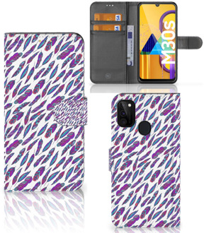 B2Ctelecom Telefoonhoesje Samsung Galaxy M21 Flip Cover Feathers Color