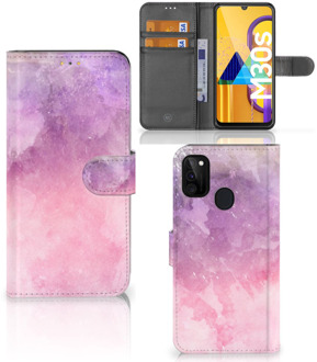 B2Ctelecom Telefoonhoesje Samsung Galaxy M21 Leuk Telefoonhoesje Pink Purple Paint