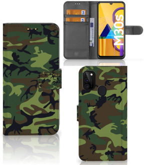 B2Ctelecom Telefoonhoesje Samsung Galaxy M21 Portemonnee hoesje Army Dark