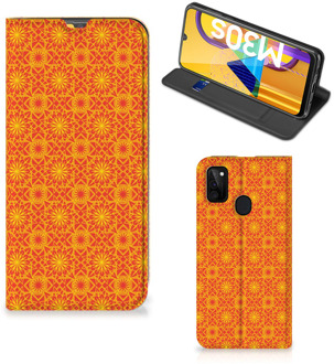 B2Ctelecom Telefoonhoesje Samsung Galaxy M21 Wallet Case Batik Orange