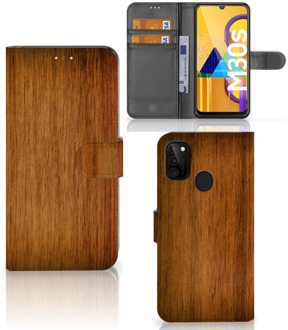 B2Ctelecom Telefoonhoesje Samsung Galaxy M21 Wallet Case Donker Hout