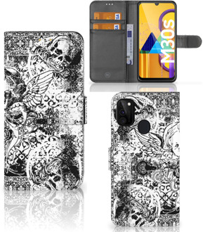 B2Ctelecom Telefoonhoesje Samsung Galaxy M21 Wallet Case Skulls Angel