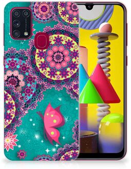 B2Ctelecom Telefoonhoesje Samsung Galaxy M31 Back Cover Siliconen Hoesje Cirkels en Vlinders