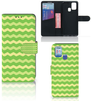 B2Ctelecom Telefoonhoesje Samsung Galaxy M31 Book Case Waves Green