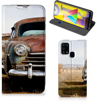 B2Ctelecom Telefoonhoesje Samsung Galaxy M31 Bookcover Vintage Auto