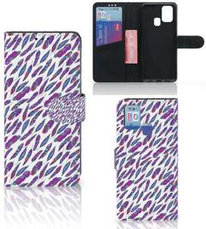 B2Ctelecom Telefoonhoesje Samsung Galaxy M31 Flip Cover Feathers Color